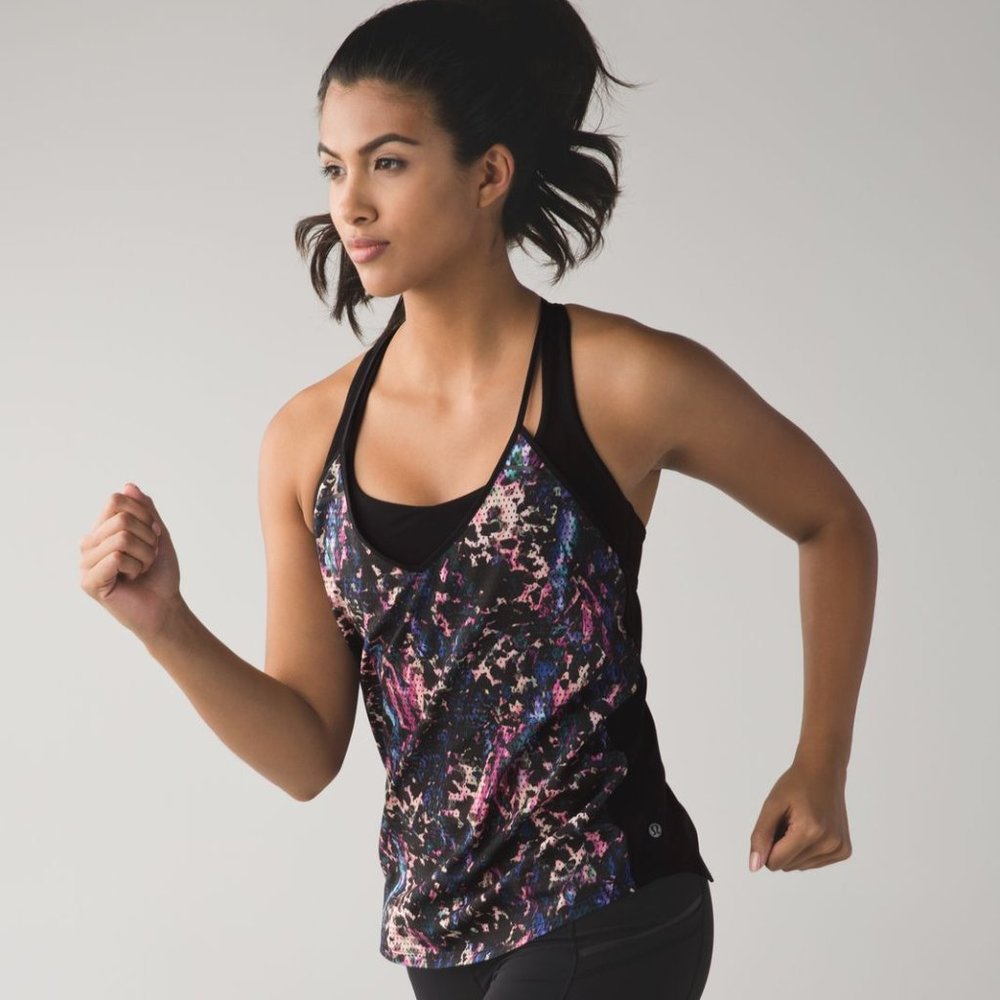 Lululemon Breezy Singlet Floral Sport Black Multi